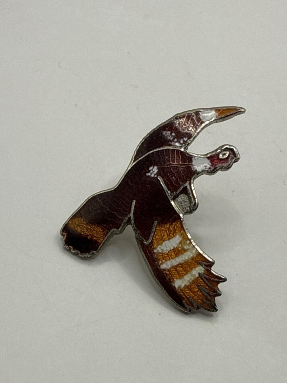 VTG Cloisonne Enamel Flying Wild Turkey Pin Gorpcore Cottagecore Hat Badge